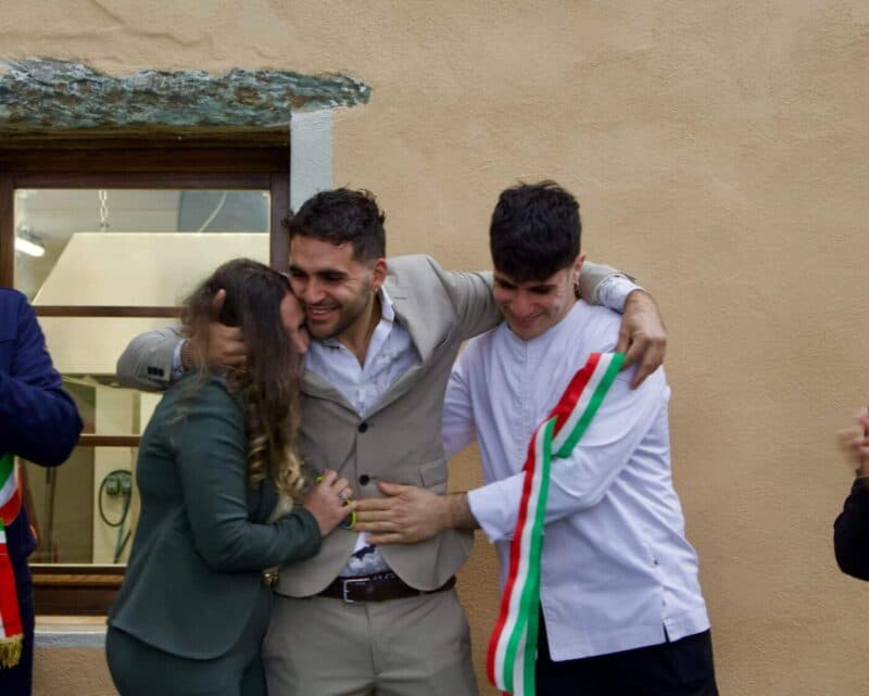 I tre fratelli Poli insieme al San Bernardo.